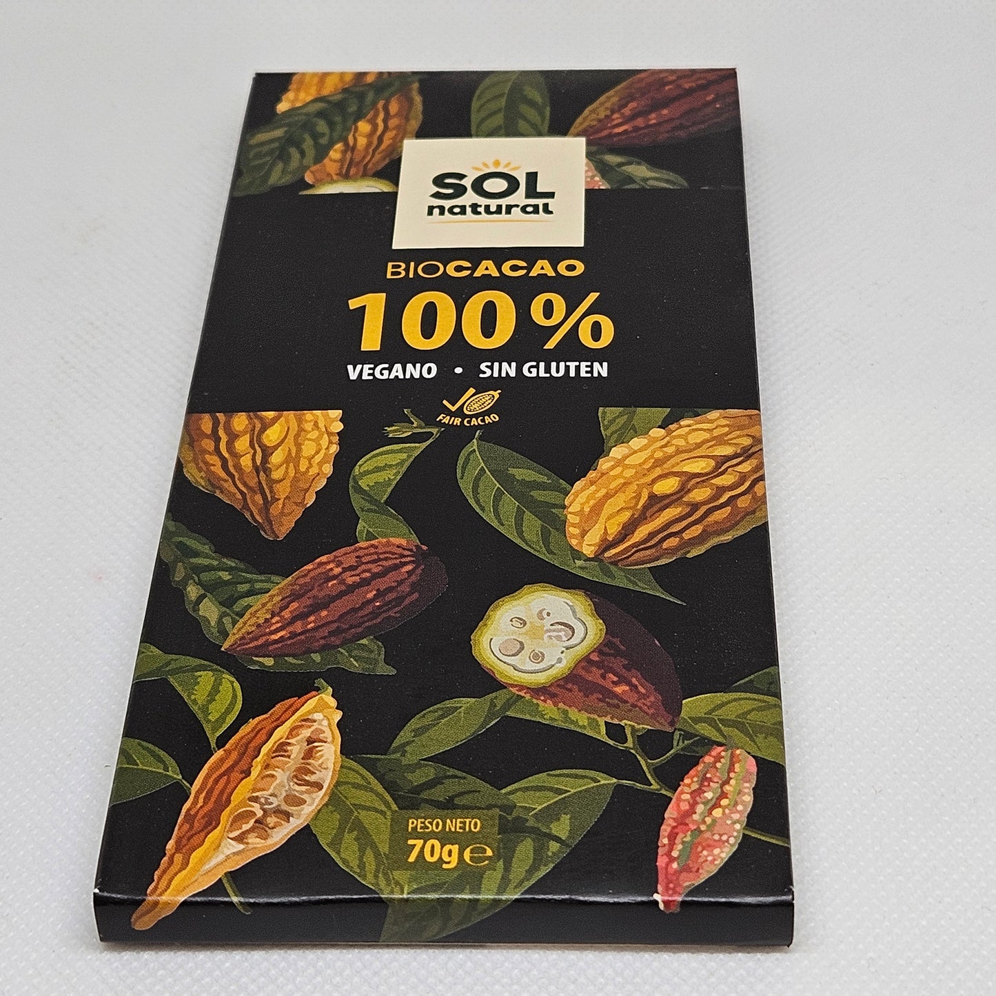 Chocolate Vegano Negro 100 % Sol natural