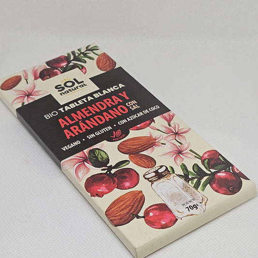 Chocolate Vegano Almendra y Arandano  Sol natural