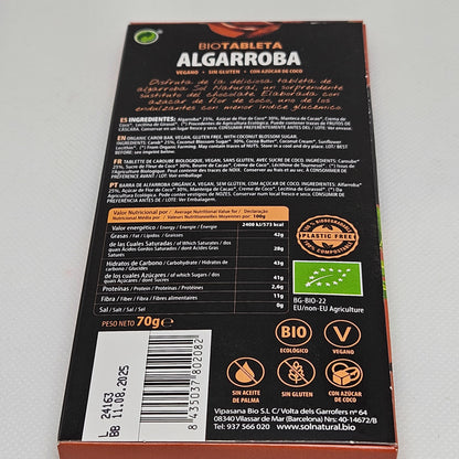 Chocolate Vegano Algarroba Sol natural